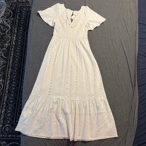 Cream Eyelet Maxi Dress